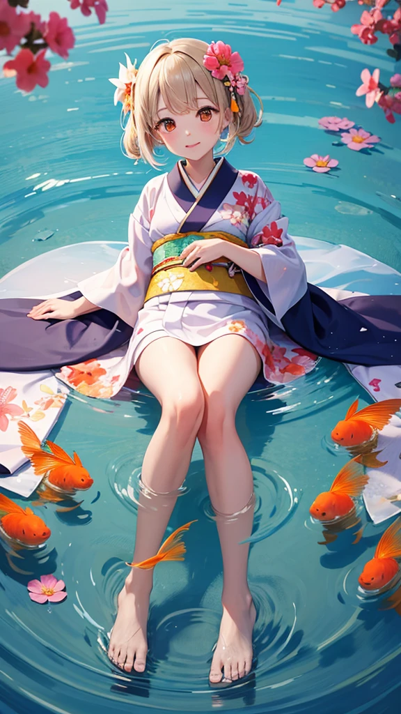 summer kimono Goldfish flower Girl clear cute Emotional