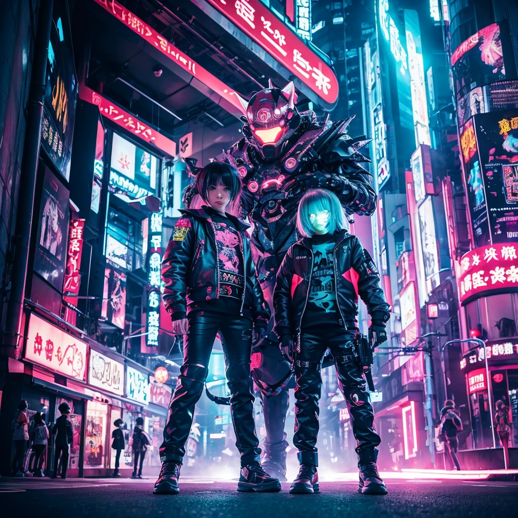 Cute,monster,cyber punk,psychedelic,psycho,anime,full body