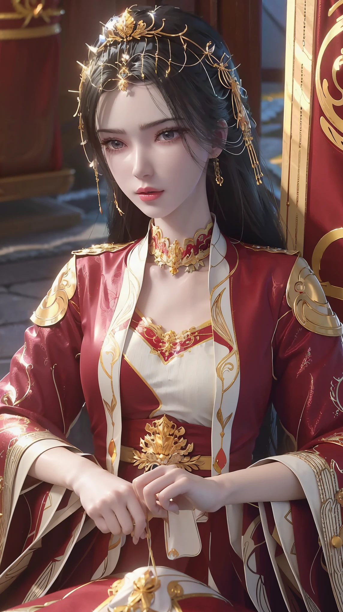 Arad woman in a dress sitting on a throne, cute anime waifu in a nice dress, trending on cgstation, 8K high quality detailed art, anime barbie in white, highly detailed exquisite fanart, Extremely detailed Artgerm, the anime girl is crouching, Flowing magic robe, Beautiful and attractive anime woman, WLOP 和 Sakimichan