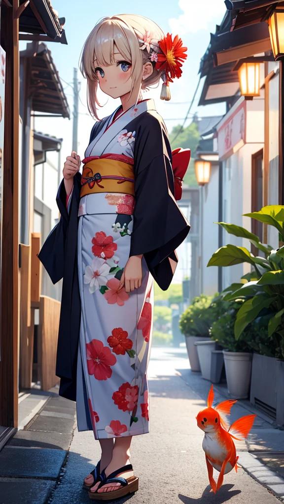 summer kimono Goldfish flower Girl clear cute Emotional