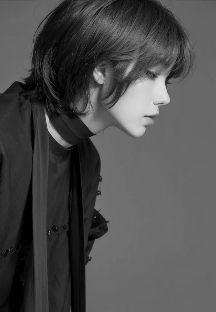  ai realistic style, choi beomgyu, boy, feminine, soft features, soft eyebrows, thin eyebrows, innocent eyes, long eyelashes, straight nose, beautiful face and eyes, like digital drawing realistic, pretty, cute, asian, nose highlight, juicy lips, glass skin, bj doll, pretty boy, brown eyes, ethereal, same features as photo, nose highlight, glass skin, looking away, not looking directly, one eye closed, wink