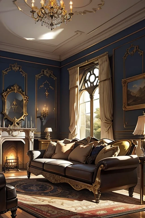 Interior, victorian Manor with reliquies, (((Nigth))), (((moonligth enters the living room)))