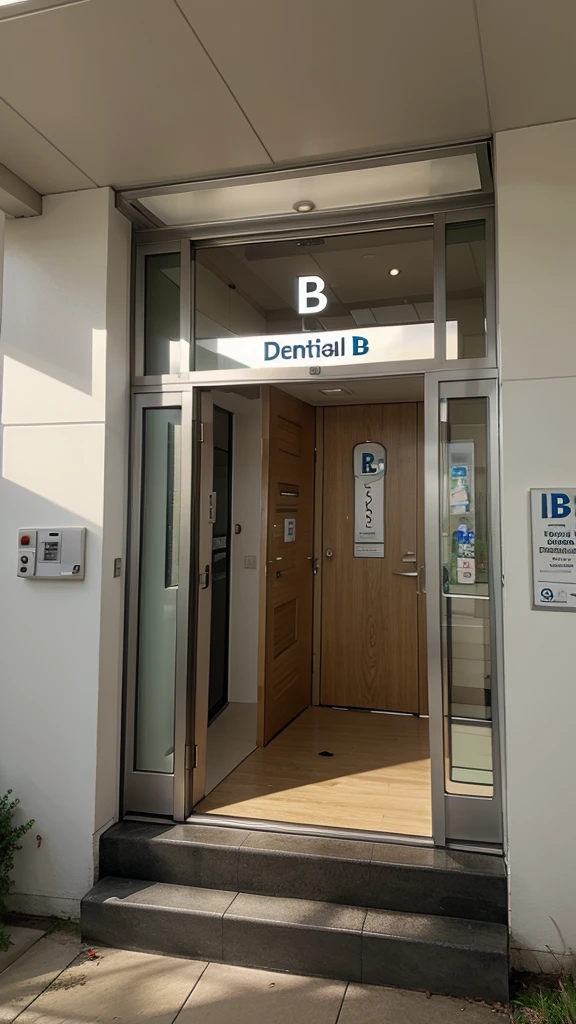 Letter B design for entrance to dental services