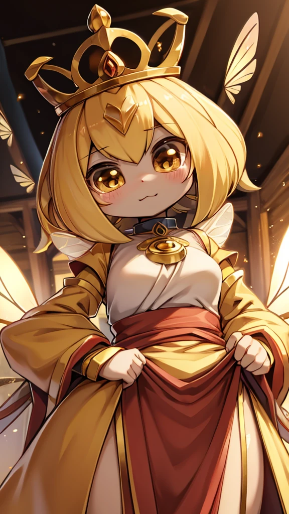 bee女孩，bee girl，mature body，拟人bee，拟人bee，Compound eyes，crown，cute，bee触角，bee，bee皮肤，Close-up above the waist，Dress，拟人化bee女孩，bee触角，bee触角