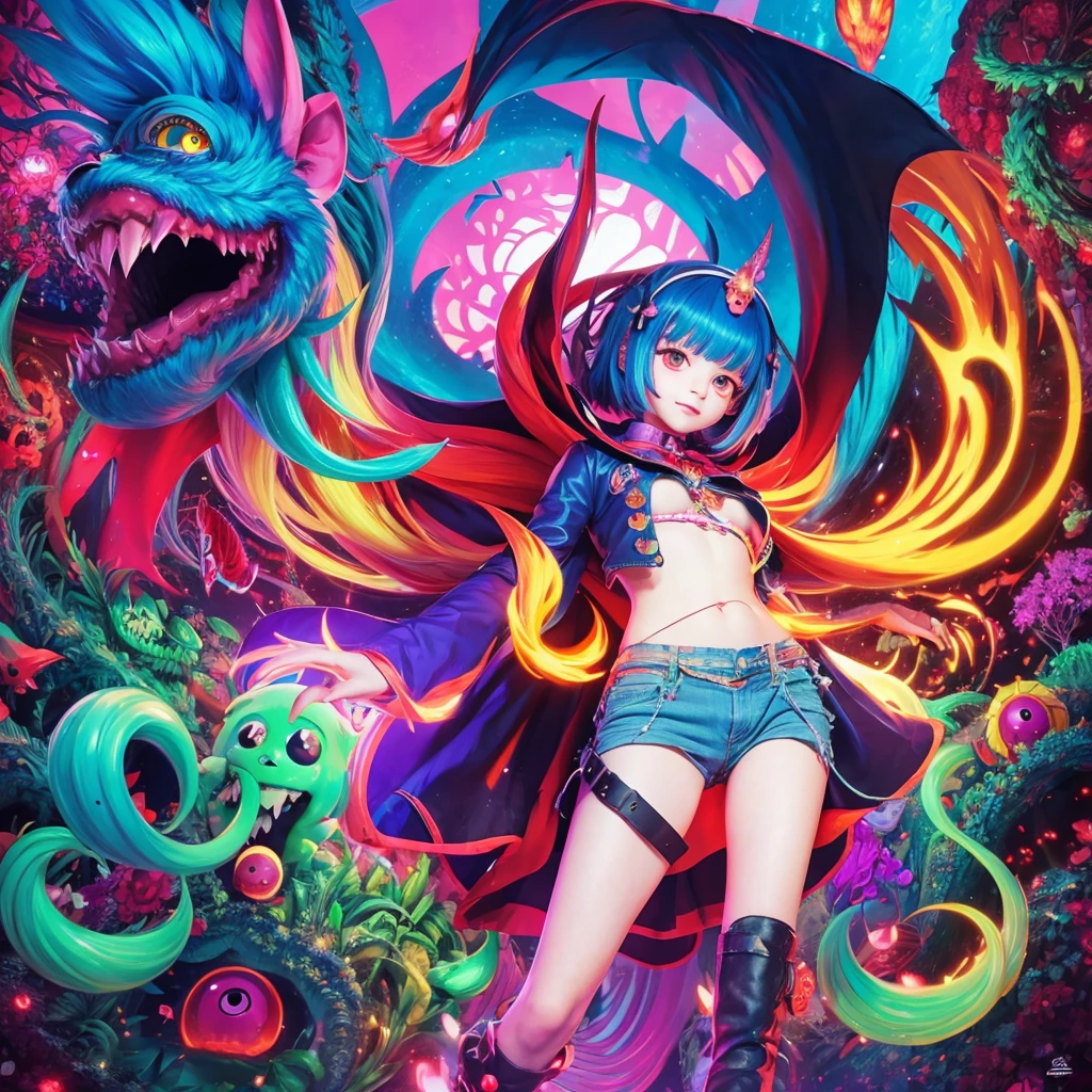 Cute,monster,psychedelic,psycho,anime,full body
