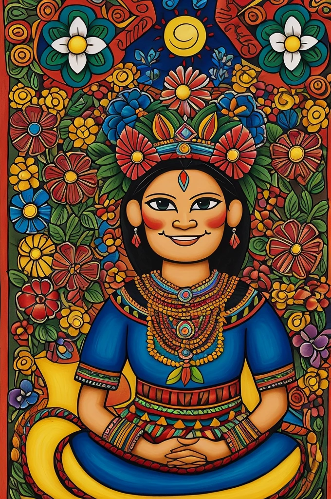 ural with the phrase "Happy Anniversary La Católica", chicha style and design of Peruvian folk art