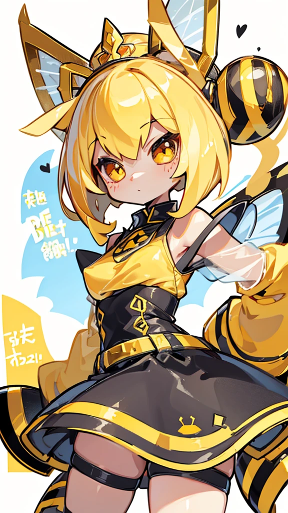 bee女孩，bee girl，mature body，拟人bee，拟人bee，Compound eyes，crown，cute，bee触角，bee，bee皮肤，Close-up above the waist，Dress，拟人化bee女孩，bee触角，bee触角