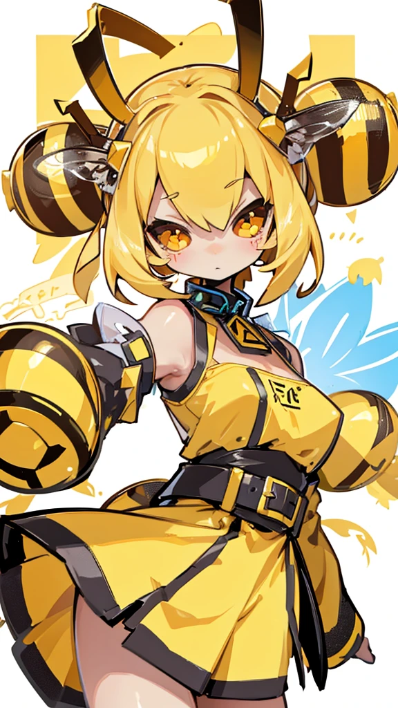 bee女孩，bee girl，mature body，拟人bee，拟人bee，Compound eyes，crown，cute，bee触角，bee，bee皮肤，Close-up above the waist，Dress，拟人化bee女孩，bee触角，bee触角