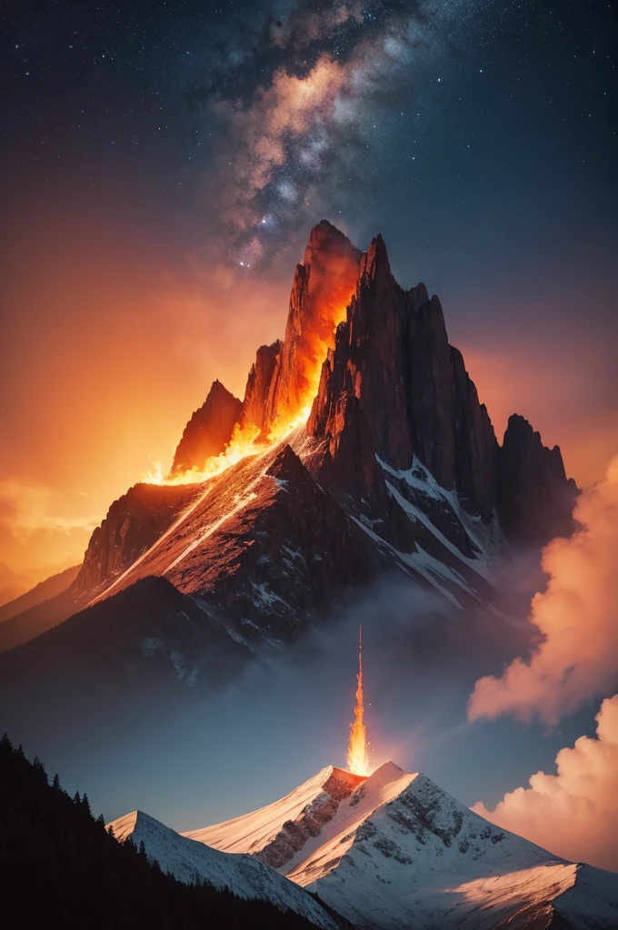 See fire on a mountain far away