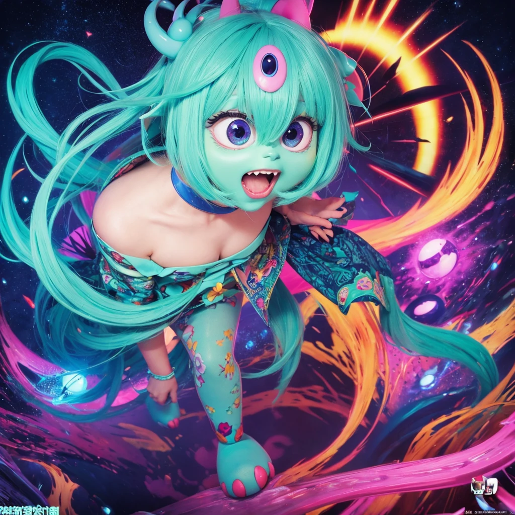 Cute,monster,psychedelic,psycho,anime,full body
