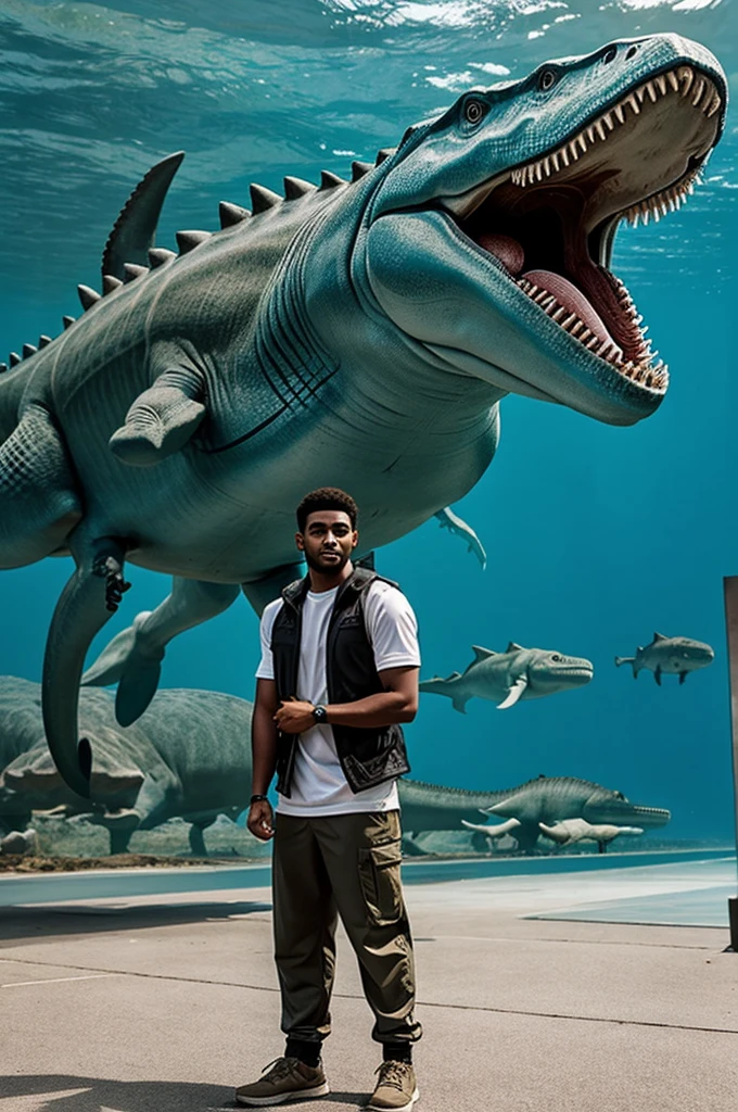 Human merged with marine dinosaur