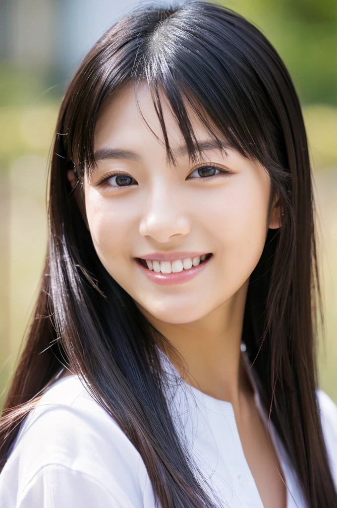 ((Highest quality)), ((masterpiece)), (detailed), Japanese, Age 25, Beauty, Front face, sexy,Face close-up,smile,Long Black Hair