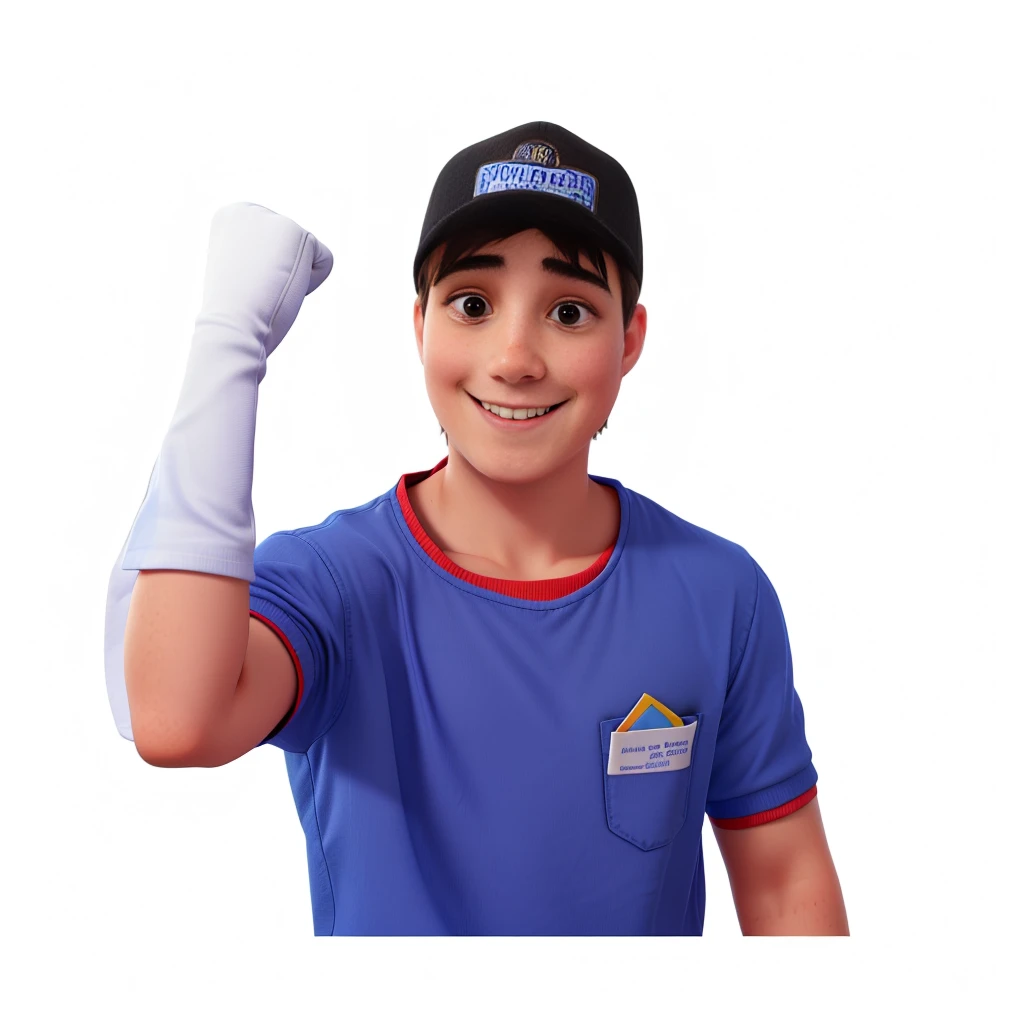 young boy, smile, blue blouse, no gloves