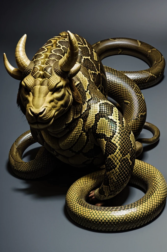 Horned beast fused with a snake