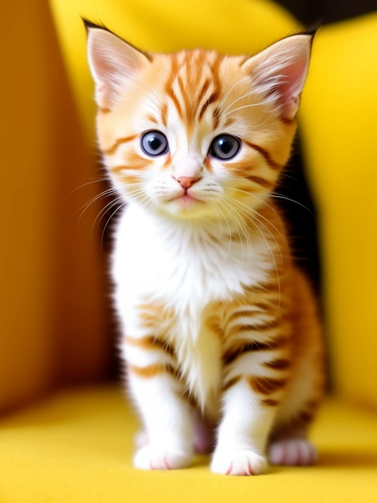 A cute kitten cat yellow  kitten