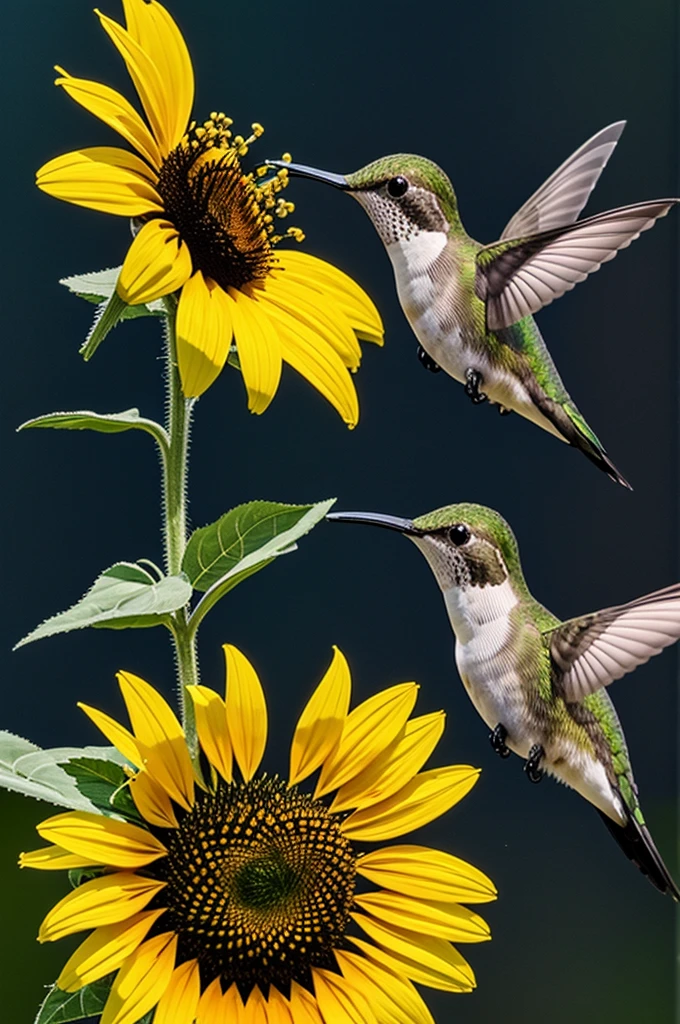 Hummingbird and sunflower 