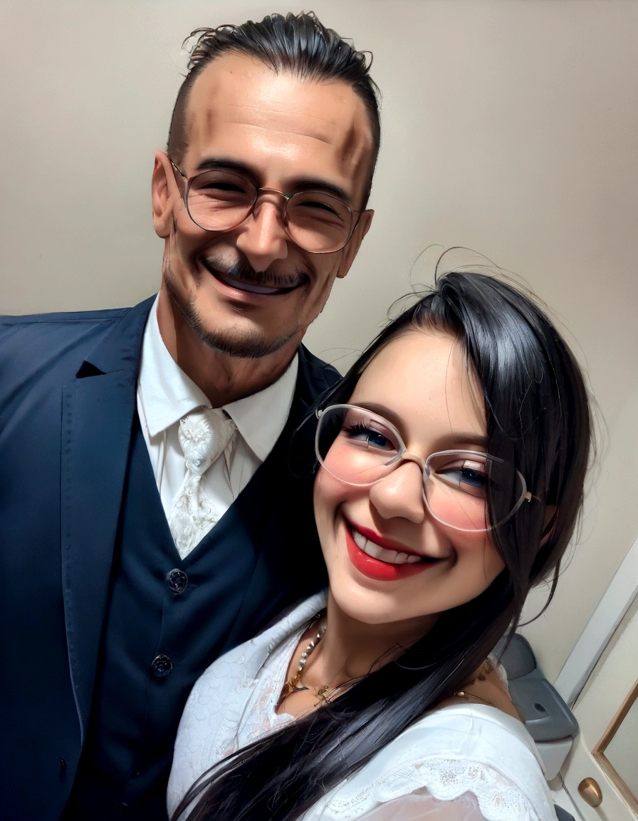 There is a man and a woman posing for a photo in a bathroom, profile image, powder Nándor Katona, foto perfil, professional foto perfil, casal feliz, headshot foto perfil, david rios ferreira, 4k post, 4k post, malika favre, icaro carvalho, smiling couple, Andreia Rocha