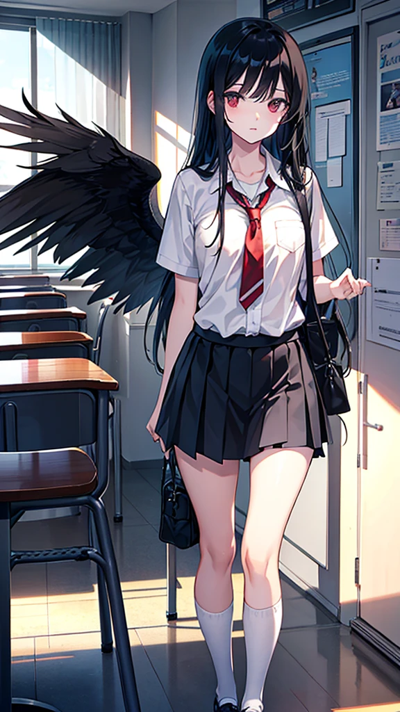 , long black hair, Nerd, fly away, feeling: shame , local: class room