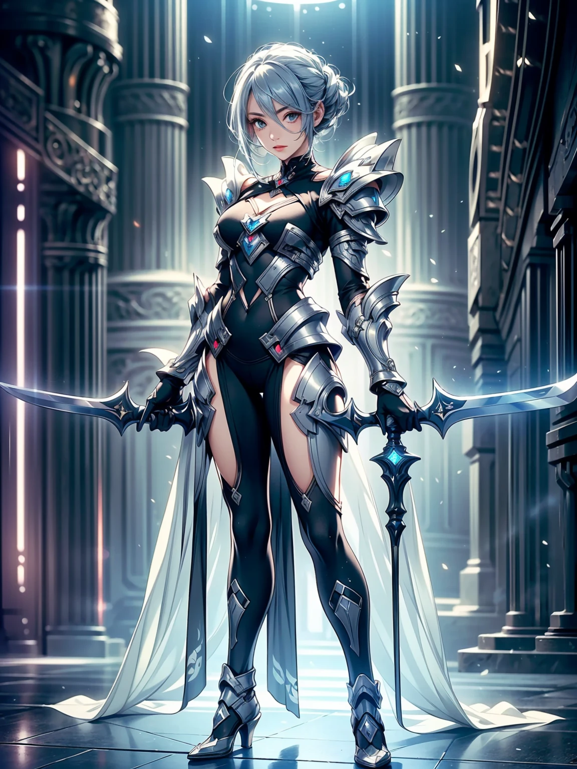 (Detailed illustrations,Very detailed and detailed drawing,Delicate lines with slow and rapid,Realistic texture expression),[Color tressed main line],(Fantasy World Battlefield Background [Burning castle]),(GIRL ROBOT 15yo (White Devil [METALFACE] (SKINNY)) [WEAPON MACHINE][milkyW],[BODY with EDGE [Transparent material]],[use an ax as a weapon],[[Mobile Weapon Gigant Size][Science Fiction Mechanical]],(Pearl luster on the body surface),(Intricate and beautiful decoration [Dense detail]),(Precisely drawn face)[Perfect eye details(Iris beautifully drawn in every detail)[Jewel-like eyes]],[long and beautiful eyelashes],[Meticulously drawn hair [More on beautiful and shiny hair]],(Perfect hand details [Beautiful fingers without breakdowns [Beautiful nails]]),(Perfect Anatomy(Perfectly proportioned))[[Full body like]],[Ideal color coordination(Accurate simulation of light-material interactions)],[Visual art that conveys a sense of narrative].