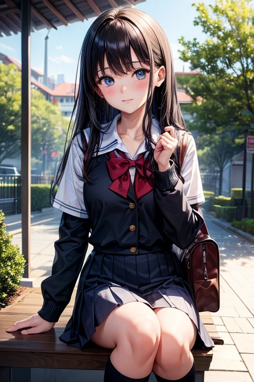 (Masterpiece),(Best Quality),1 girl,school_uniform,hidden private
