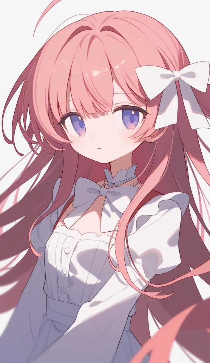 1 Girl,独自of,Long hair,Pink Hair,Separate sleeves,Bangs,简单of背景,Looking at the audience,upper body,Ribbon,bow,bowtie,Shut up,very Long hair,white Ribbon,white bow,hair Ribbon,粉红色of眼睛,Necklace,裸露of肩膀,White sleeves,无袖of,Fraction_9,Fraction_8_Direction_7_up,Expressive,score_of,(masterpiece, 最好of质量)mini skirt