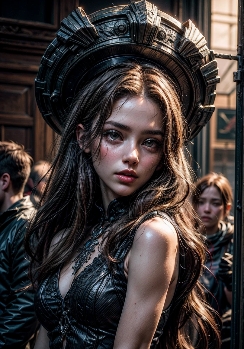 ((Best Quality)), ((Masterpiece)), ((realist)), medusa, whole body, the hair is composed of countless small snakes, green eyes, female face, carved metal lid, aura real, trend on Artstation , sharp focus, studio photo, intricate detail, Very detailed, detailed eye, illustration, Very detailed, sharp focus, Digital rendering, professional, 4k