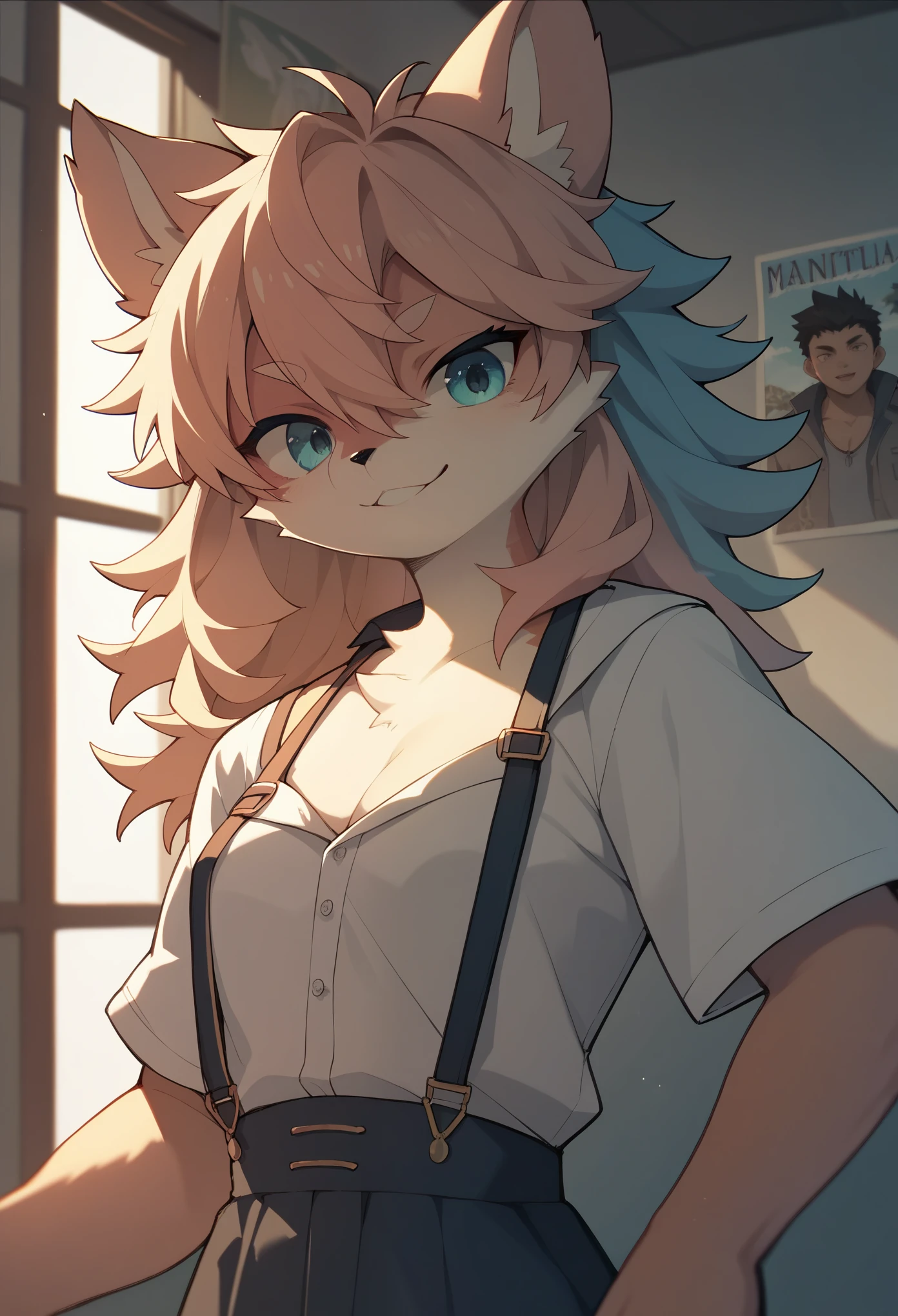 2000 DVD poster art for a romantic movie named "Loventura", kemono,top quality, highres, High-quality illustrations, unparalleled masterpiece, cinematic lighting,