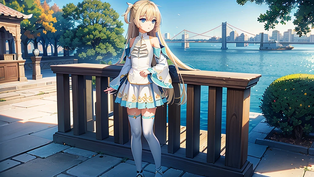 ((masterpiece)),(best quality),Official Art,Extremely detailed CG,Unity 8K wallpaper,Very detailed,Beautiful and delicate eyes,Extremely detailed face,1 girl,solitary,,(whole body:1.5),(small:1.3),，spring，Istanbul，Standing on the castle terrace and looking into the distance，Cloudless，sunny