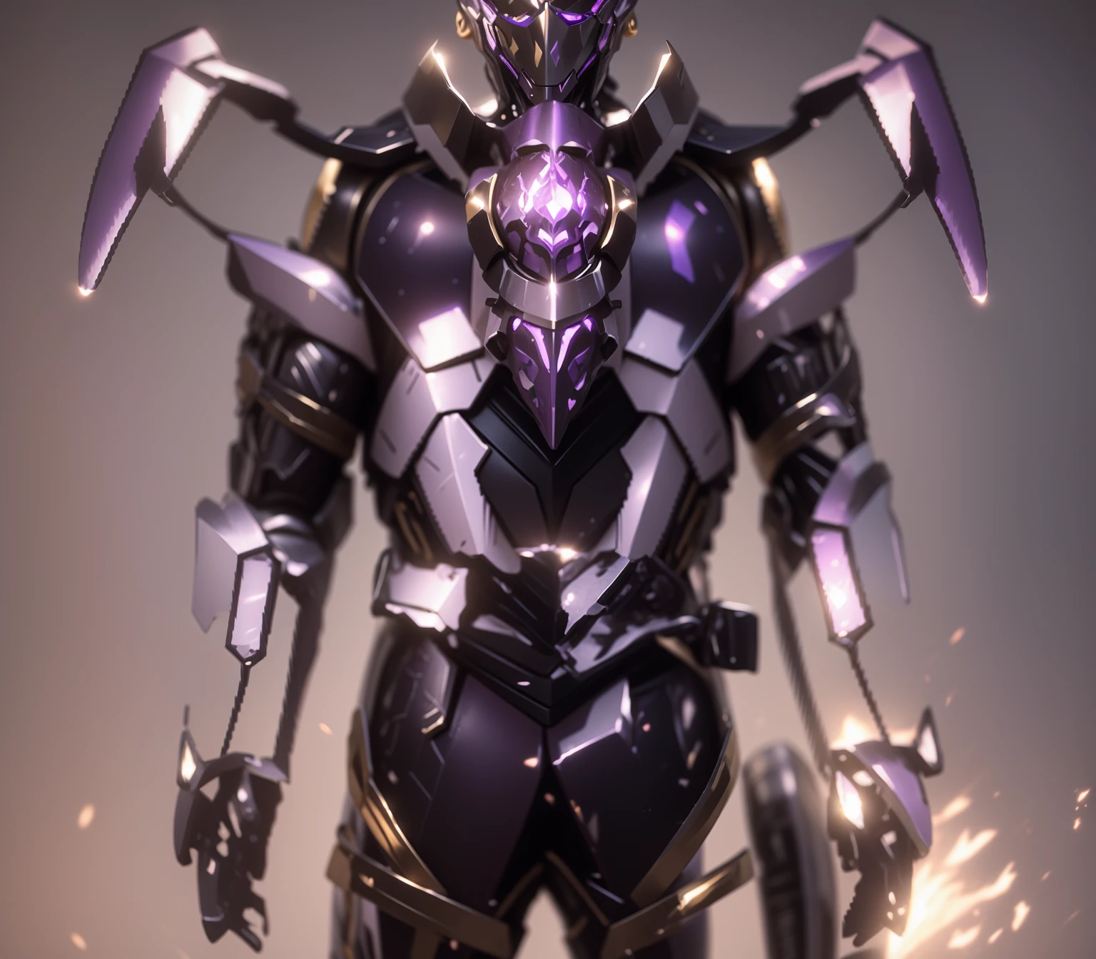 Some gem-like sparkle effects，The color changes to purple and gold，Some purple and gold（Ensure its layering and armor texture，Purple is the main color，Add some gold for decoration，Add some transparent texture）