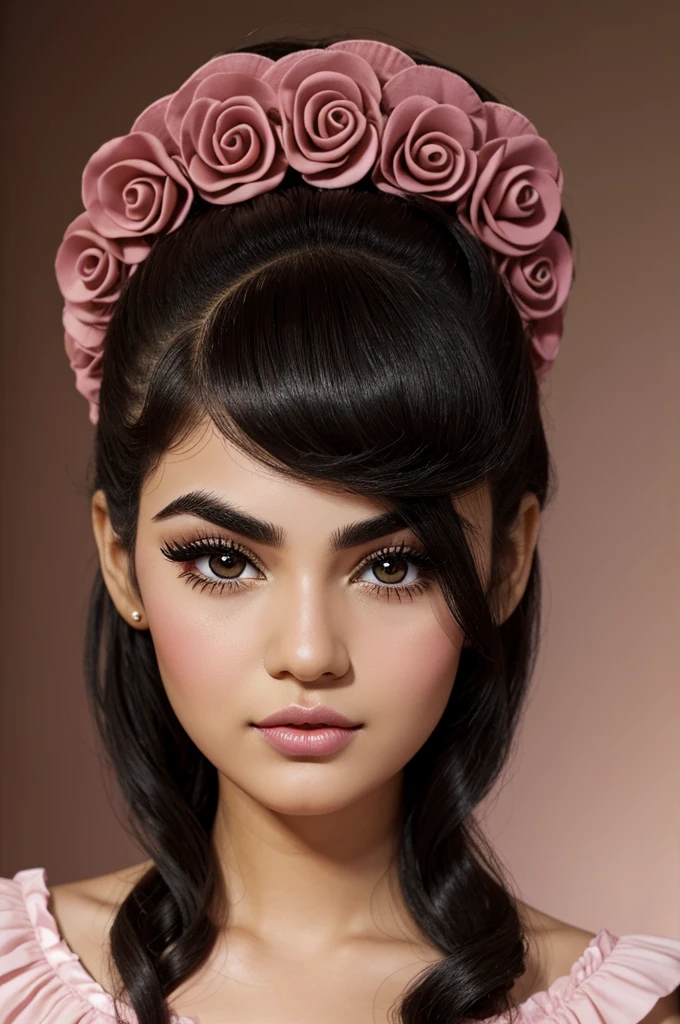 Muñeca blythe de black eyes, medium hair, with capacious and wavy cut, chestnut, black eyes, White skin, thick black eyebrows, long eyelashes, lips with pink cupid's bow and sportswear.