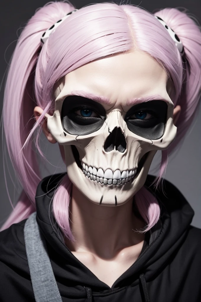 skull with cartoon style hair