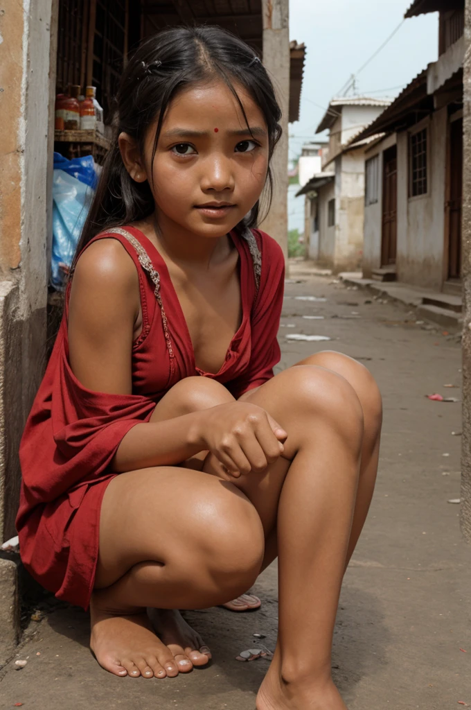 a poor girl who is begging for alms