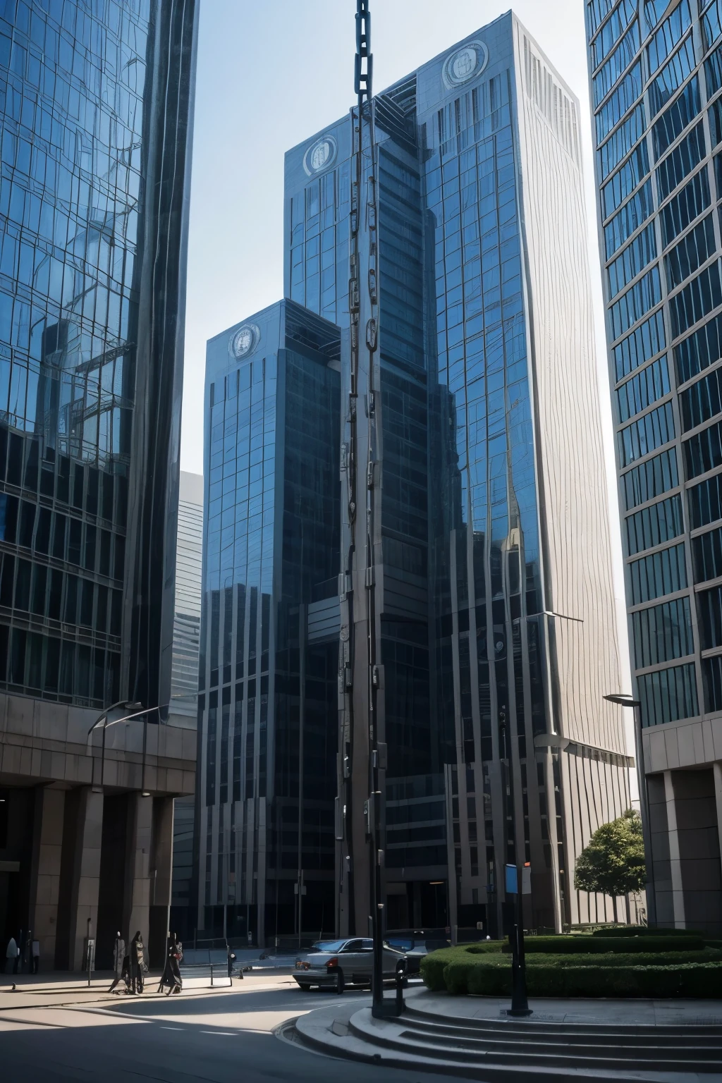 an image of the IMF or World Bank headquarters with chains, showing how poor countries are economically strapped