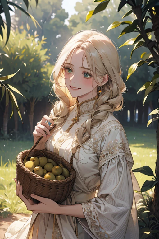 (best quality,4k,8k,highres,masterpiece:1.2),ultra-detailed,(realistic,photorealistic,photo-realistic:1.37),Russian girls in white dresses,olive tree in a garden,beautiful detailed eyes,beautiful detailed lips,extremely detailed eyes and face,long eyelashes,pick olives,delicate olive branches,golden sunlight,soft shadows,lush green grass,vibrant colors,fresh summer air,dreamlike scenery,subtle breeze,serene atmosphere,peaceful surroundings,natural beauty,feminine grace,gentle poses,white flowers,playful laughter,resplendent dresses,traditional Russian hairstyles,joyful expressions,abundance of olives,harvesting season,traditional woven baskets,harvesting ritual,harvesting olive fruits,filled with anticipation,celebration of nature's bounty,dainty fingertips,meticulous attention,precise movements,dancing sunlight and shadows,laughter echoing through the grove,shared joy and camaraderie,unforgettable memories adorned with olive leaves,magical olive gathering experience,celestial beauty,traditional elements blended with modern aesthetics,lifelike details that captivate the viewer's gaze.