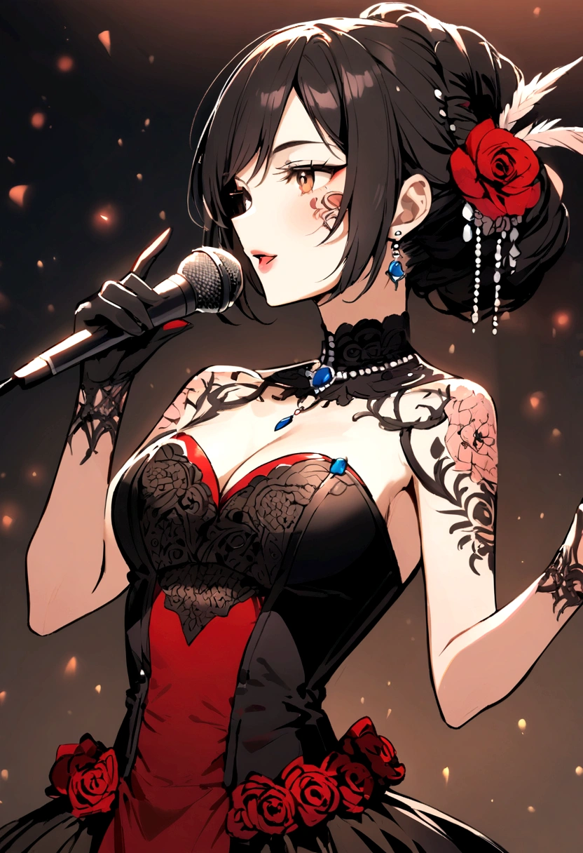 Singing tattoo design with microphone, Fine Strokes