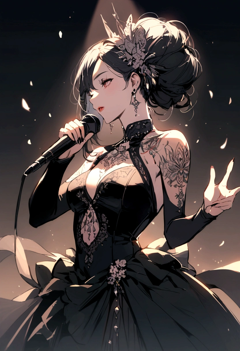 Singing tattoo design with microphone, Fine Strokes