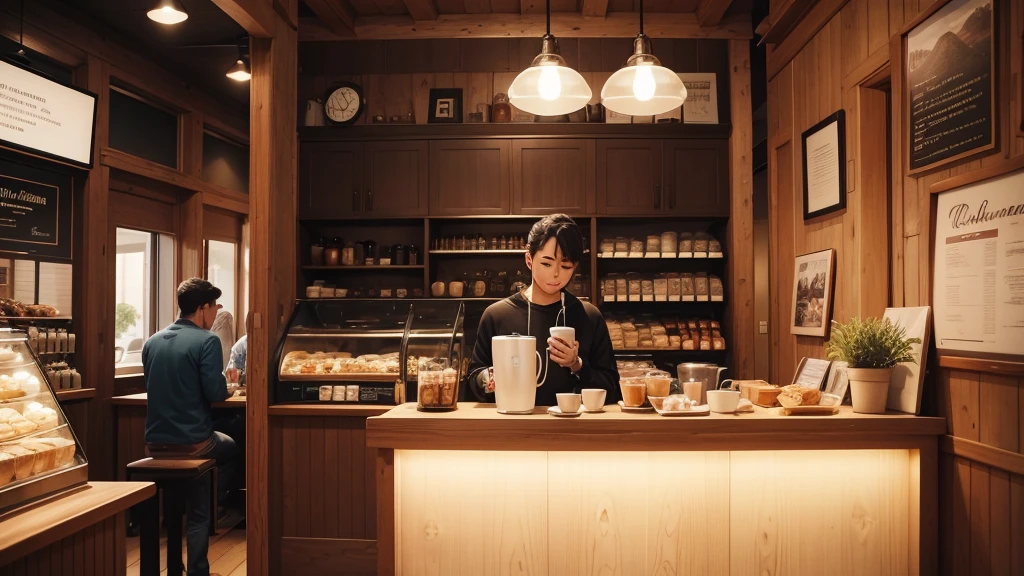 A lady holding a bowl of Laksa noodle , in a local coffee shop, and big wording of Good Bye 2023, the shop name Trusan Cafe