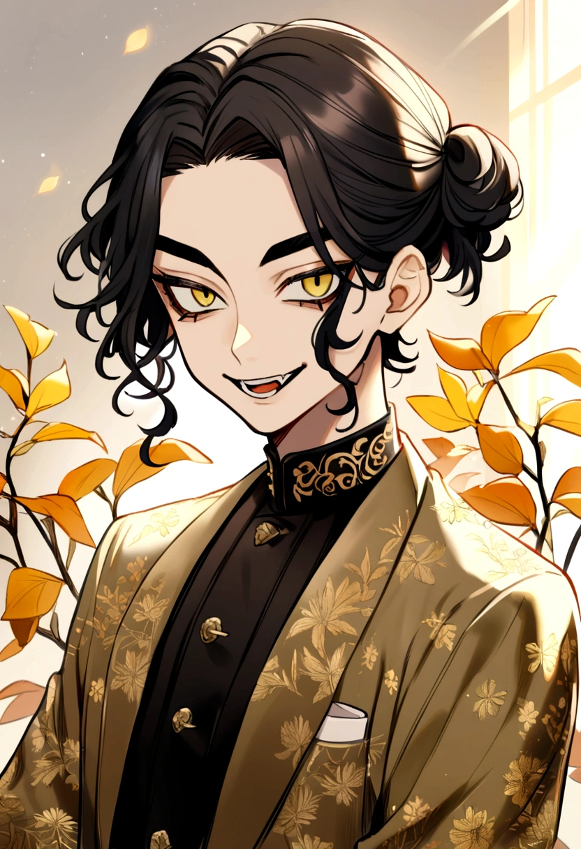 1. Chico Keisuke Baji, tokyo revengers, long black hair color a little wavy, smile with fangs) calm look (whole body