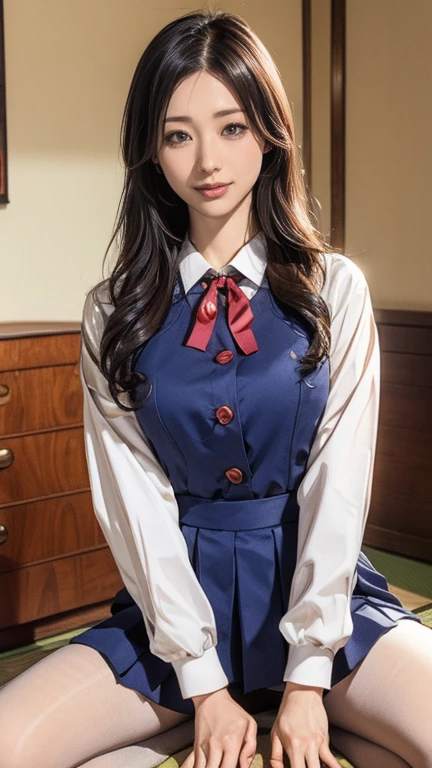 Beautiful and meticulous girl, Very detailed eyes and face, Beautiful attention to detail, Ridiculous, incredibly Ridiculous, Large file size, Very detailedな, High resolution, Very detailed, Highest quality, masterpiece, Kemomimi, ((Japanese high school girls uniform)), figure, Very detailed, CG, Unity, 8k wallpaper, wonderful, Fine details, masterpiece, Highest quality, Very detailed CG uniform 8k wallpaper, Face Light, Cinema Lighting, One girl, 16 years, (I can see your pants、Or no pants) ), (((Dynamic pose))), (Camel Toe), (half), (pantyhose), (Sit with your knees bent and your legs apart))