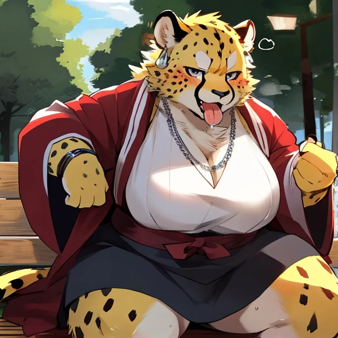 top quality, best quality, super high resolution, detailed background(highly detailed beautiful face and eyes)absurdres, perfect anatomy((angelic nice 1girl, kemono, solo focus, fat woman))(((furry)))(furry anthro:1.7)((((Furry body, cheetah facial features, cheetah body features))))((very detailed body fur))full body(dignified)rich, noble, palace, fat, chubby, volumetric lighting, depth of field, looking down at viewer, raised wine gladd, black clothes, ((black police kimono)), from below, Female cheetah, fat, fat belly, fat thighs, fat arms, lovehandles, big breasts, silver eyes, golden yellow fur, black cheetah markings, kimono, silver earrings, silver bracelets, silver rings, silver necklaces
