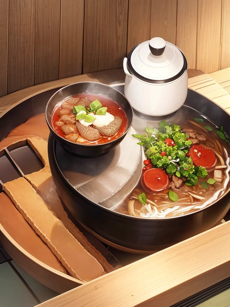 Naked Asian girl with ramen