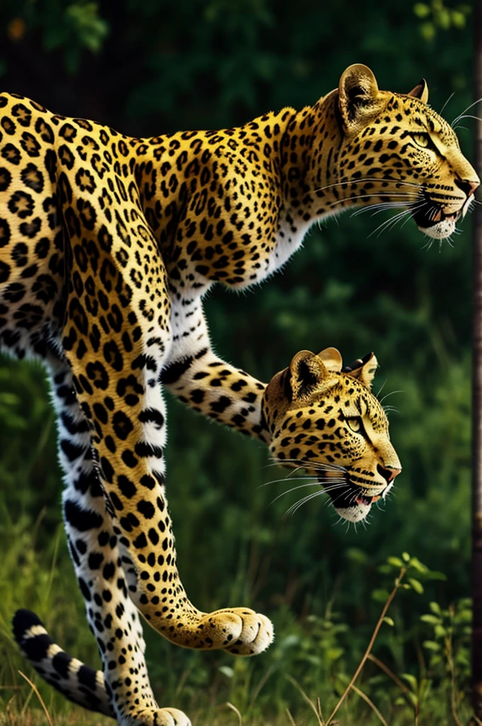Animated leopard with green shirt, trying to catch a star