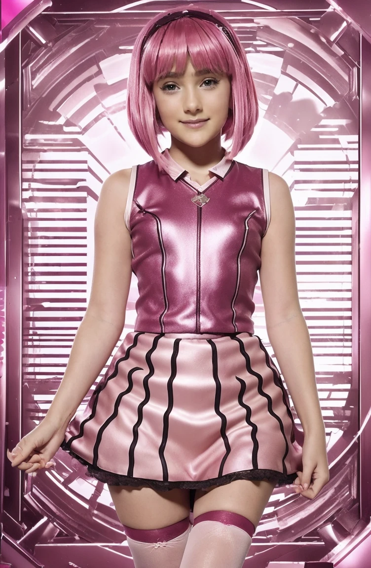 (((girl 9 years old))) ,sexy girl dress and lace stockings,Stephanie | Lazy Town,pinkhair,lift skirt