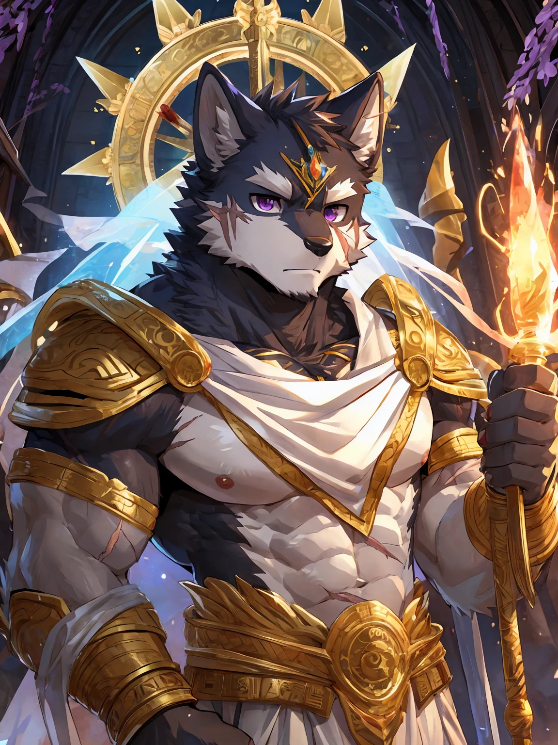 full body, furry, anthro,anubis jackal,black and gold ears,black fur, gold markings, gold markings covering body, black dreadlocks with gold accessories, glowing light blue eyes, razor sharp teeth, slim, twink, femboy, handsome, tall, posing sexily, black background, smirking, sticking tongue out, light blue tongue, glowing light blue tongue, naked, giant veiny erect light blue glowing cock, best quality, 4K, UHD, masterpiece, 