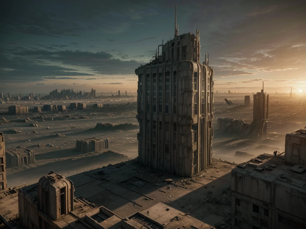 The following options for Prompt optimized for a post-apocalyptic landscape: "post-apocalyptic landscape, ruined city, dry trees, storm clouds, ruins, desolation, suspense, terror, American propaganda, gothic art, futurism, 4K". --auto --s2