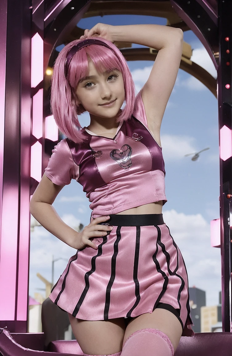 (((girl 9 years old))) ,sexy girl dress and lace stockings,Stephanie | Lazy Town,pinkhair,((lift skirt))