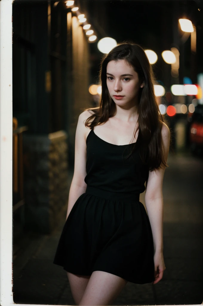 polaroid photo, night photo, photo of 24 y.o beautiful woman, pale skin, bokeh, motion blur