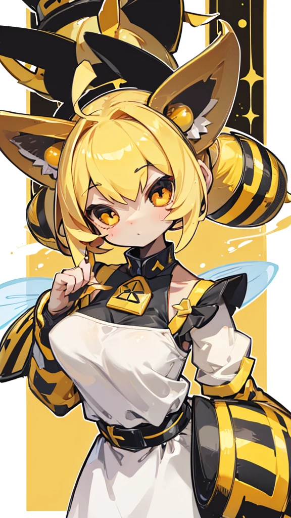 bee女孩，bee girl，mature body，拟人bee，拟人bee，Compound eyes，crown，cute，bee触角，bee，bee皮肤，Close-up above the waist，Dress，拟人化bee女孩，bee触角，bee触角