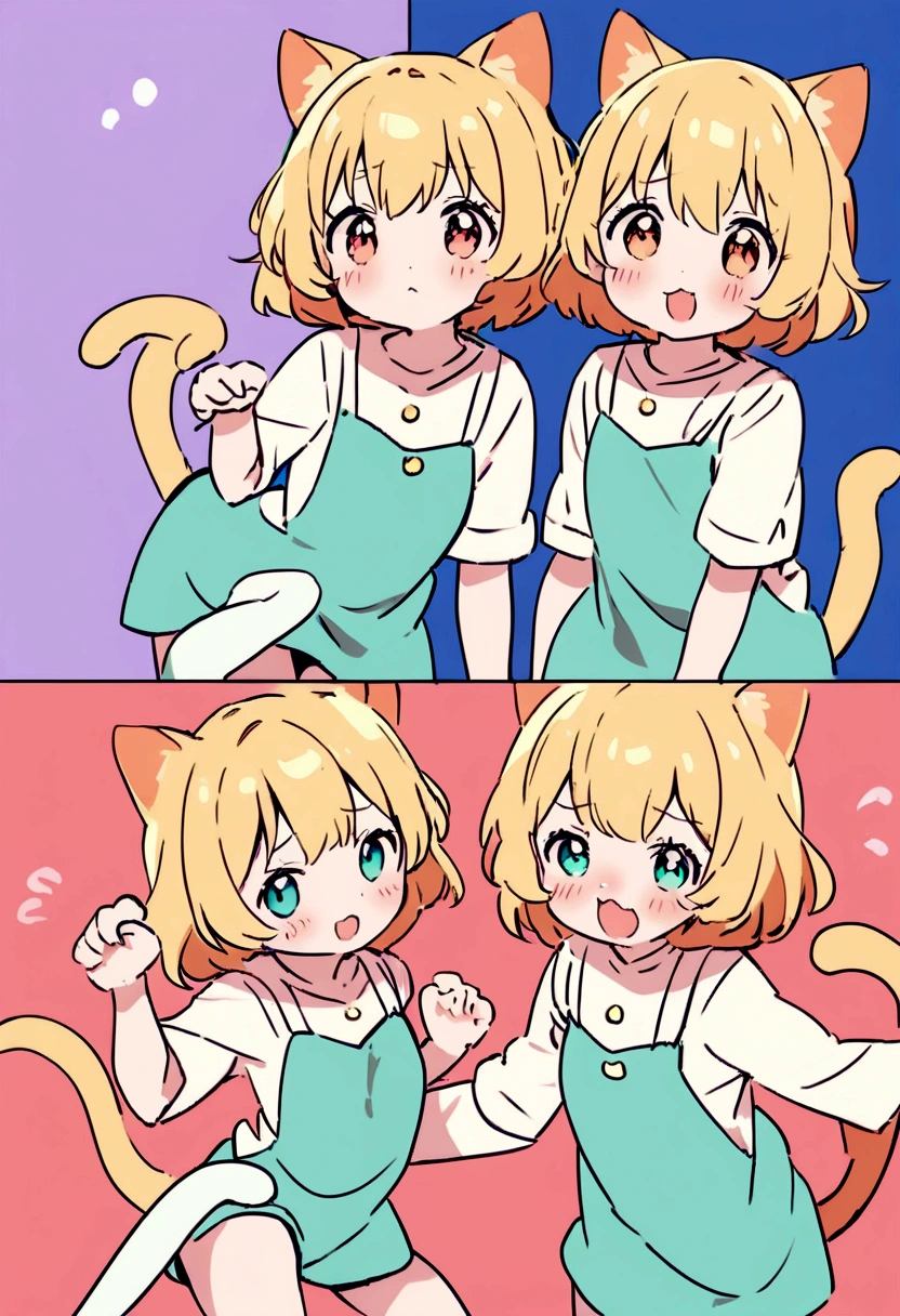 List of illustrations of cute cat poses, several side-by-side, cute colors and poses, best image quality