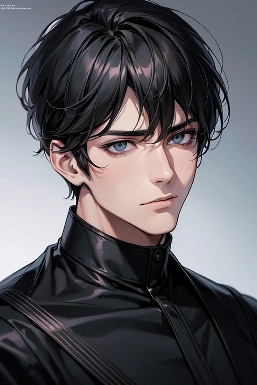 (best quality digital art digital illustration 4k high resolution beautiful image hyper-detailed image perfect lines soft lighting night environment smooth zoom perfect face) (1:1 photorealistic) (neutral colors hdr 1.4) an adult 25 year old man (thoughtful expression) very beautiful eyes deep black medium black hair modern clothes black (dark background)